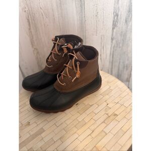 Sperry Women’s Waterproof Duck Boots Brown & Black Lace-Up Winter Boots Size 7